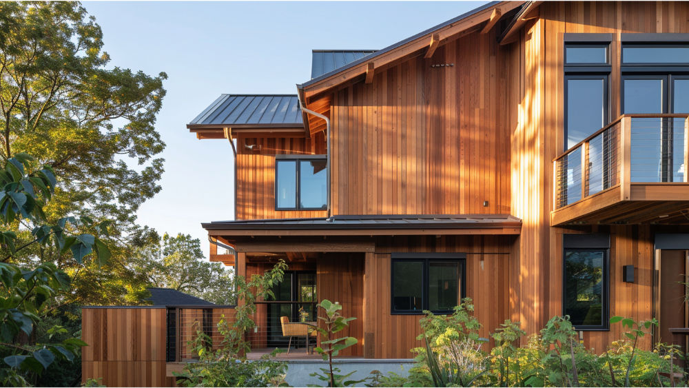 Natural Western Red Cedar siding with rich wood grain on a Pacific Northwest home