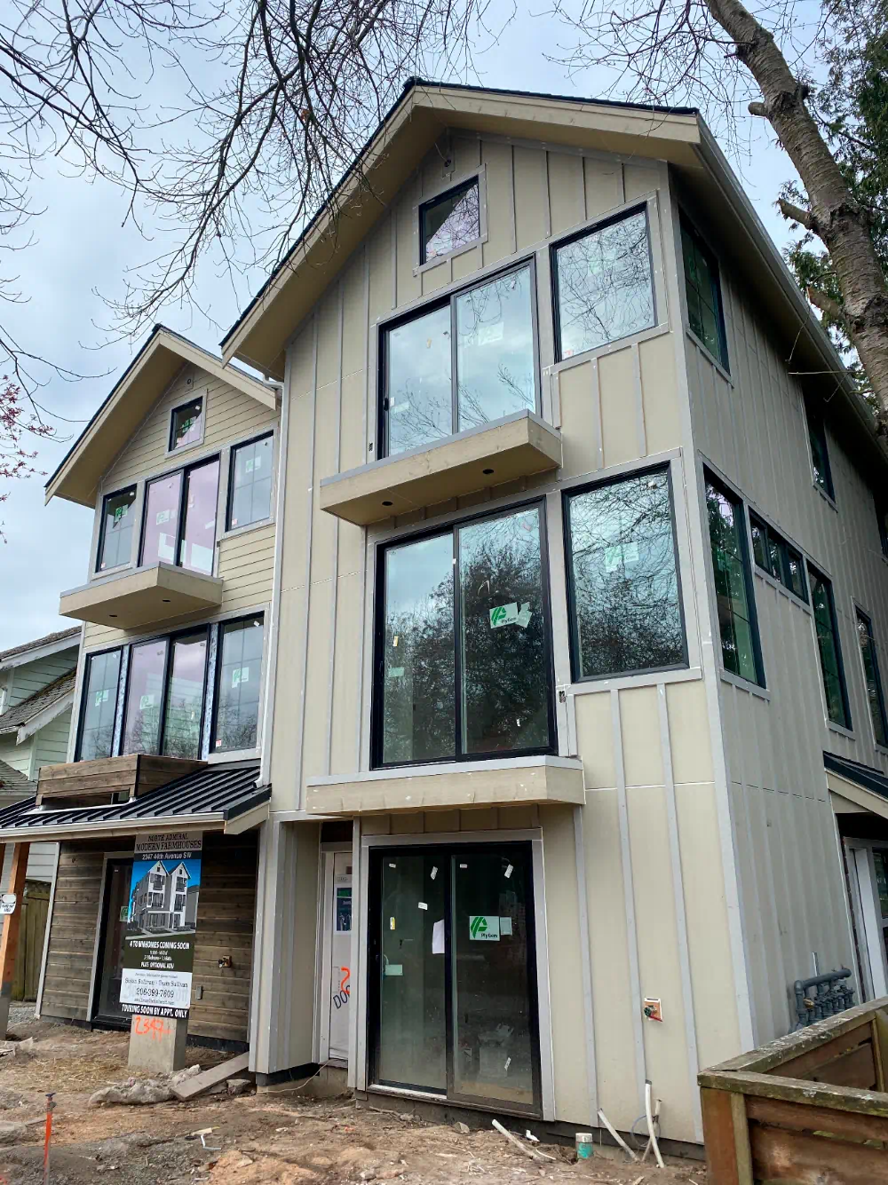 Finished siding and exterior trim on a Seattle-area building (photo 5 of 6)