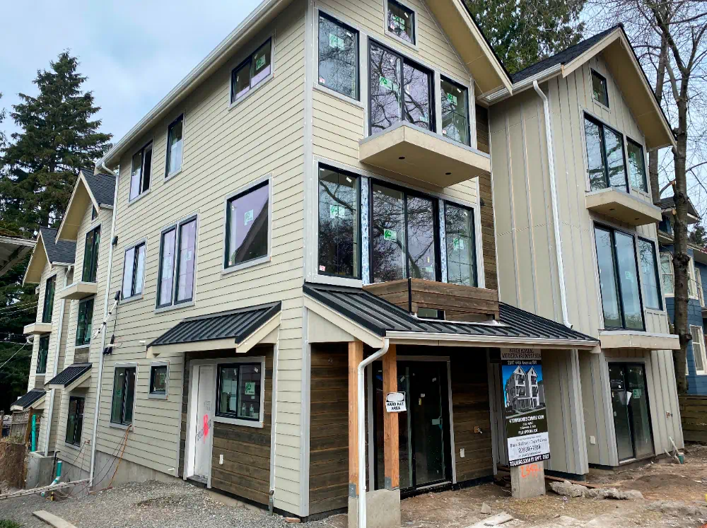 Finished siding and exterior trim on a Seattle-area building (photo 6 of 6)