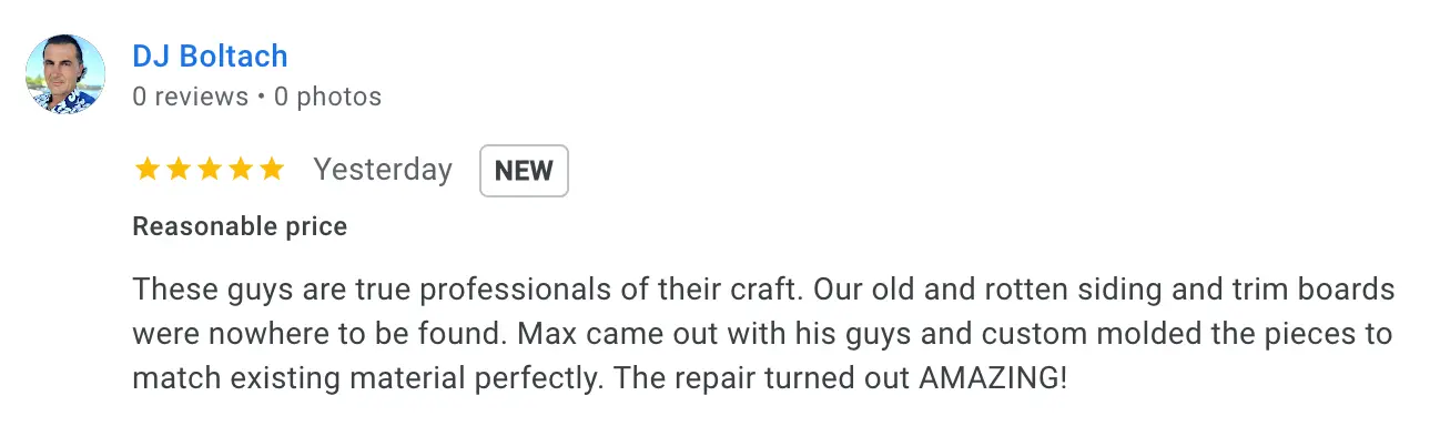 Screenshot of a Google review left on our Google Business Profile (14 of 23)