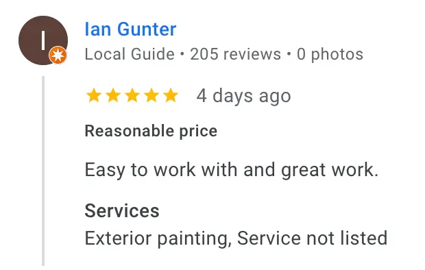 Screenshot of a Google review left on our Google Business Profile (15 of 23)