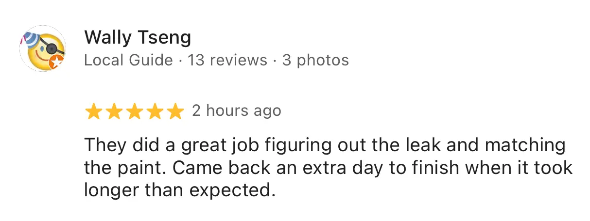 Screenshot of a Google review left on our Google Business Profile (16 of 23)